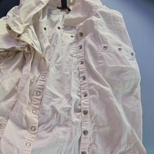 White Utility Jacket with Ruffled Details